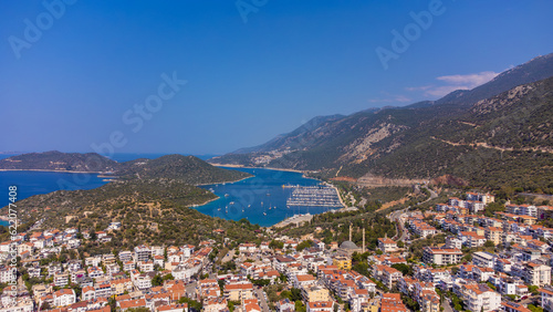 Aerial view of the marina in Kas district, Antalya.