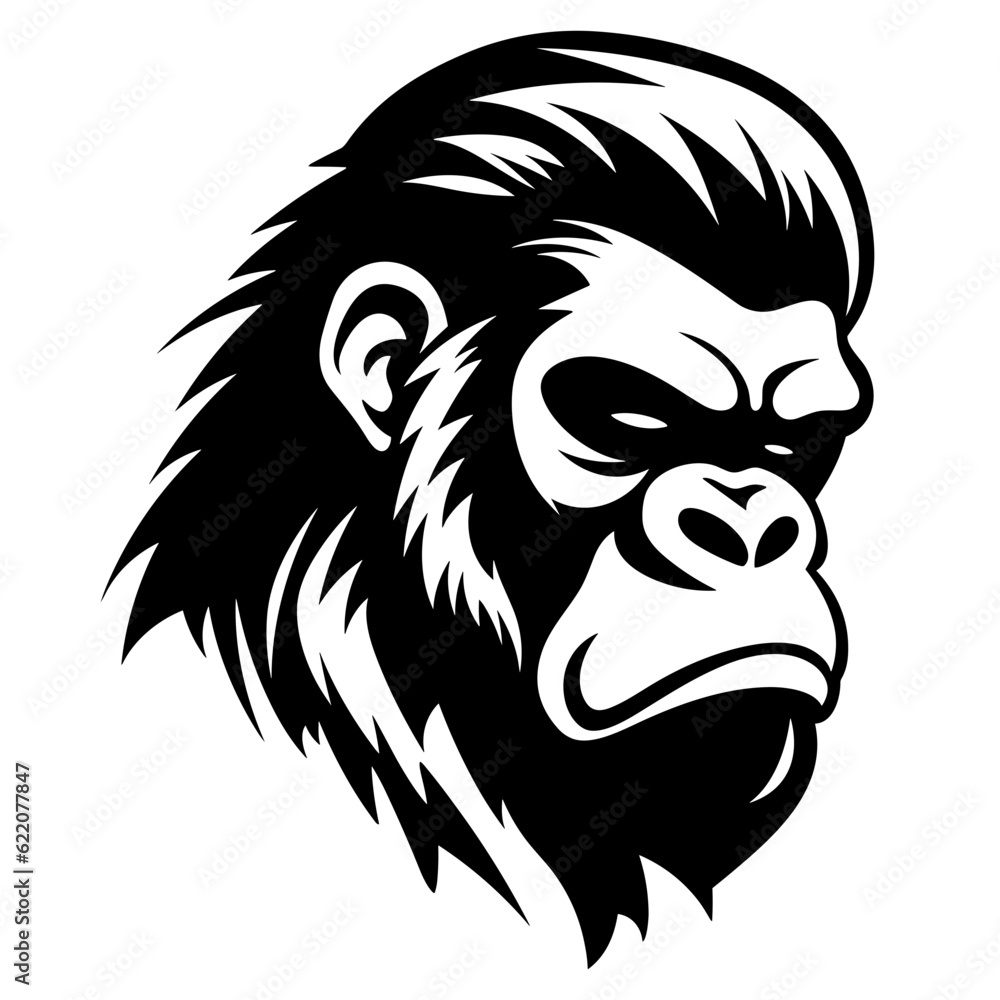 Bigfoot gorilla head face logo black silhouette svg vector