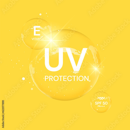 UV protection on white background,bubble shield. Solar protection screen from UV rays