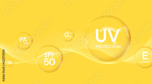 UV protection on white background,bubble shield. Solar protection screen from UV rays