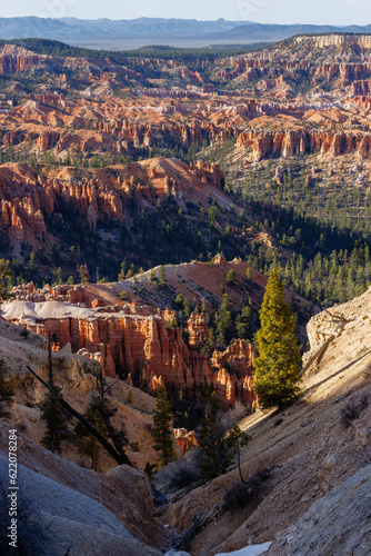 Rock formations and hoodoo’s from Under the Rim Trail in Bryce Canyon National Park in Utah during spring. 