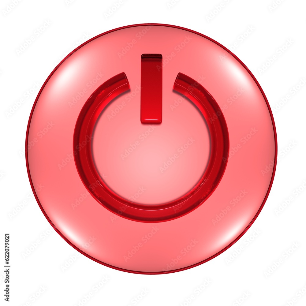 Power button objects 3D illustration symbol technology Power button objects 3D illustration symbol technology