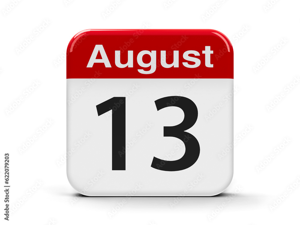 Calendar web button - The Thirteenth of August - International Lefthanders Day, three-dimensional rendering, 3D illustration Calendar web button - The Thirteenth of August - International Lefthanders Day, three-dimensional rendering, 3D illustration