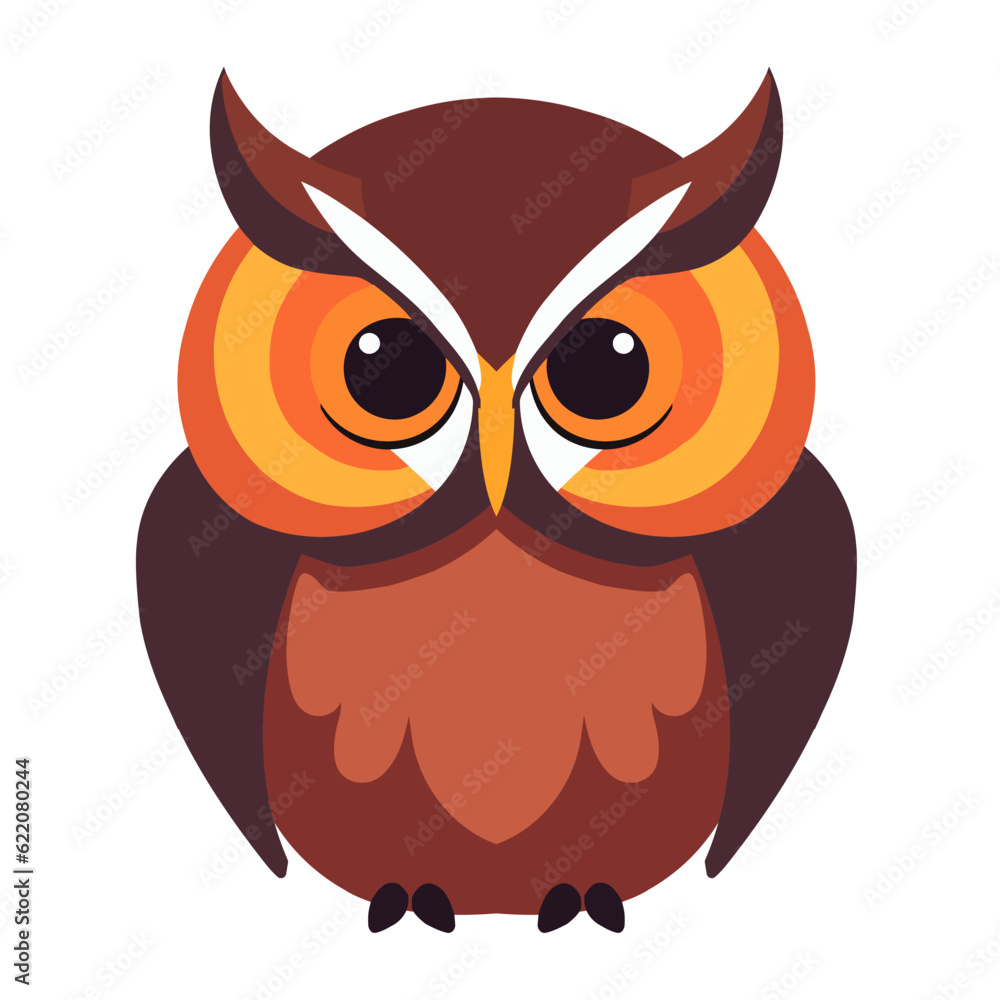 Cute cartoon owl with big staring eyes Cute cartoon owl with big staring eyes