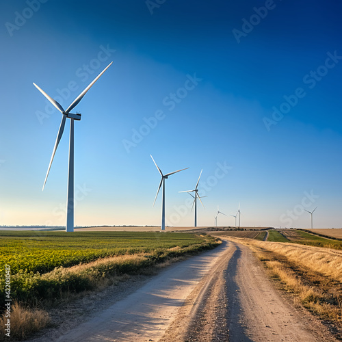 Sustainable windmill in green field