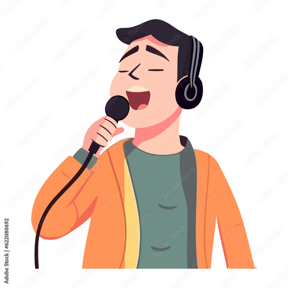 Naklejka premium One musician singing on stage