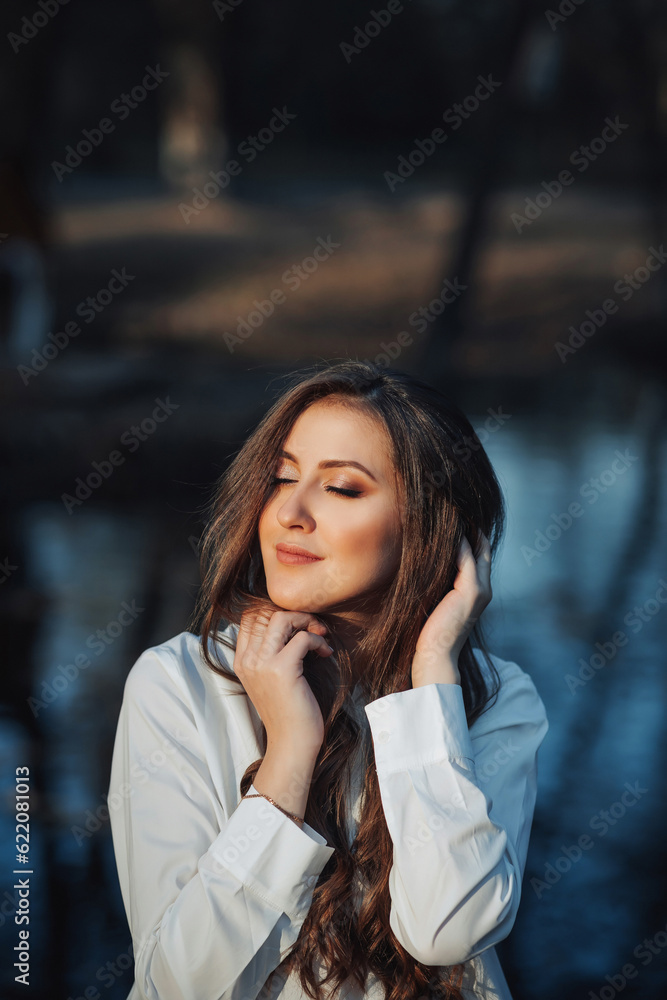 young happy pregnant woman relaxing and enjoying life in nature. The beauty of a woman during pregnancy. Autumn mood during pregnancy. Self improvement. young happy pregnant woman relaxing and enjoying life in nature. The beauty of a woman during pregnancy. Autumn mood during pregnancy. Self improvement.