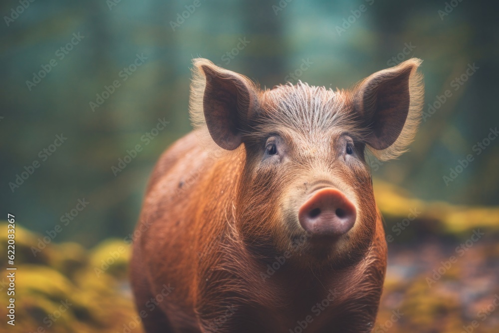 wild boar in their natural environment in the forest. Generative AI wild boar in their natural environment in the forest. Generative AI