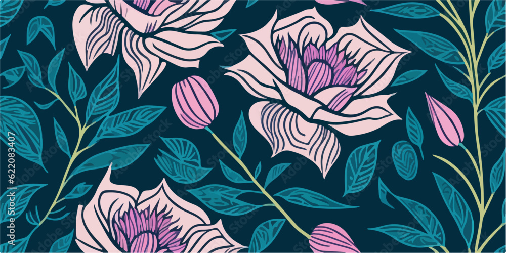 Vibrant Pink Roses Pattern: Vector Illustration for Bold and Colorful Prints