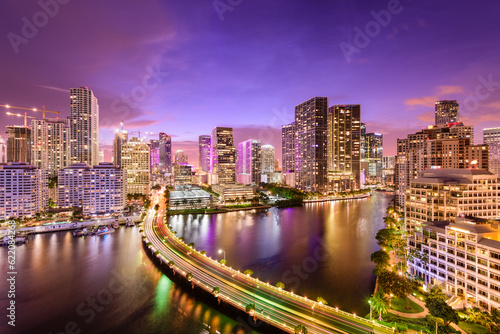 Miami, Florida, USA downtown skyline at night. © Designpics