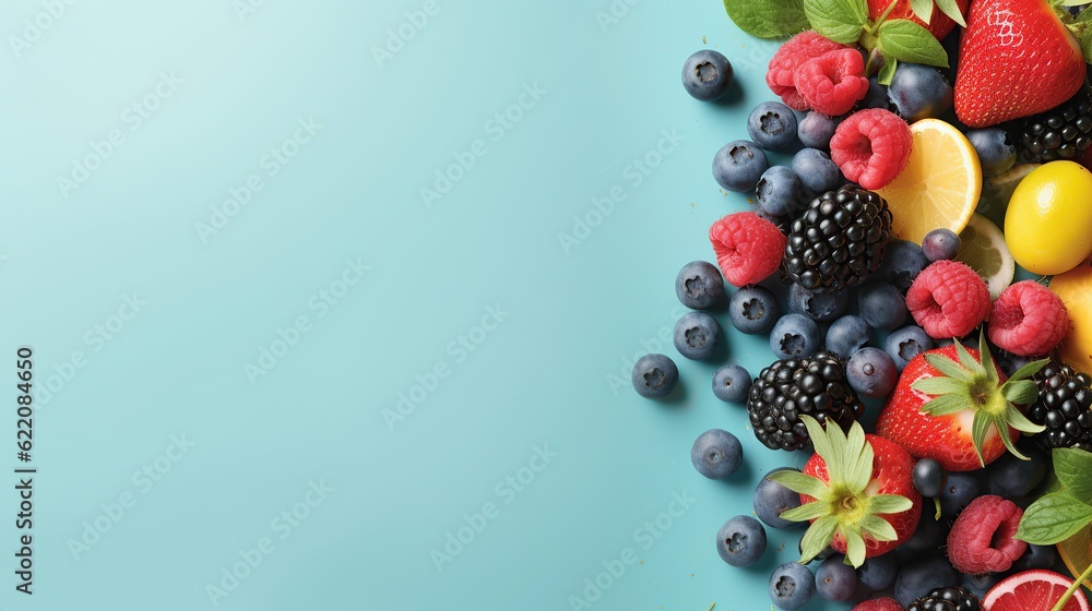 berries on blue background berries on blue background