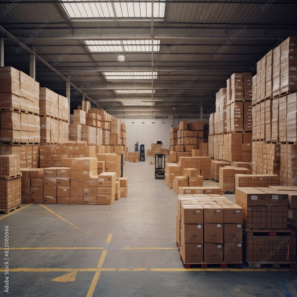 A small warehouse filled with goods A small warehouse filled with goods