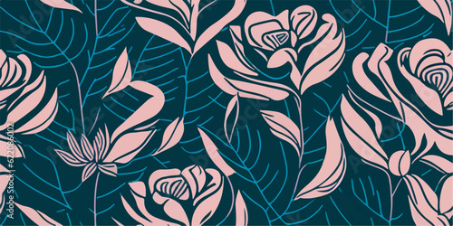 Bold and Beautiful  Vector Illustration of Pink Roses Pattern for Statement Pieces