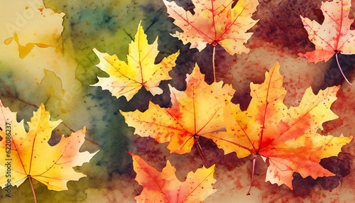 Autumn background in a watercolor style  Generative AI