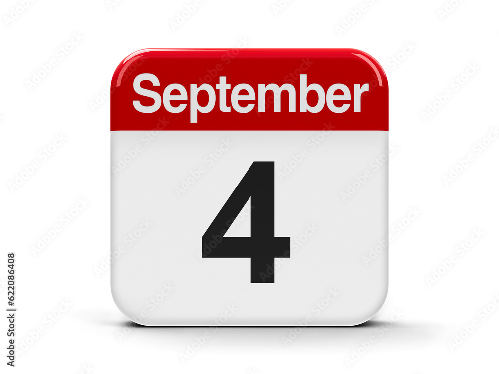 Calendar web button - The Fourth of September, three-dimensional rendering, 3D illustration