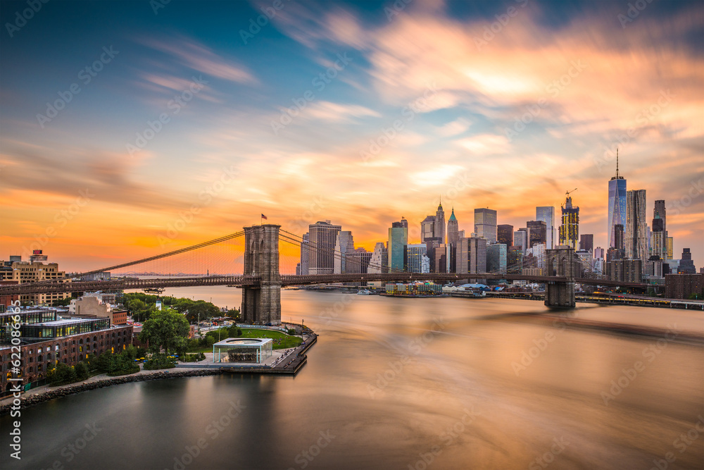 New York City Skyline over the East River.