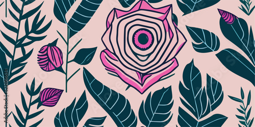 Timeless Beauty: Vector Illustration of Pink Roses Pattern for Classic Designs