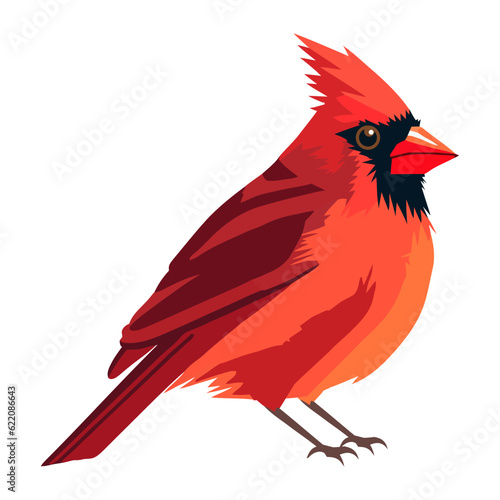 Cute red sparrow bird, flat icon
