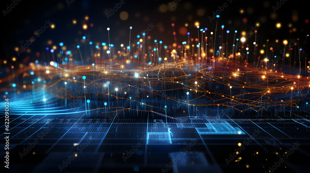 Obraz premium Business inteligence technology abstract background. Binary code algorithms deep learning.