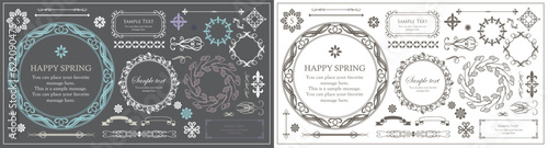 高級感のあるビンテージ調のフレームデザインセット　罫線　枠　ウエディング　ビンテージ　アンティーク	
