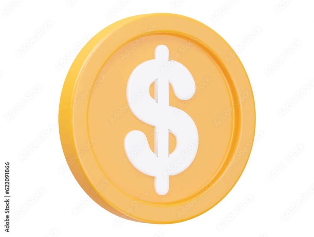 Dollar icon illustration render transparent vector Dollar icon illustration render transparent vector