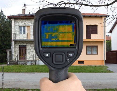 Thermal Image of Semi Detached Houses with Infrared Camera