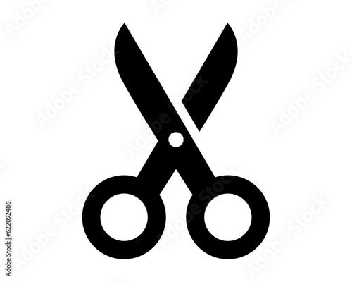 Scissors icon. Vector open scissor cut symbol logo. 