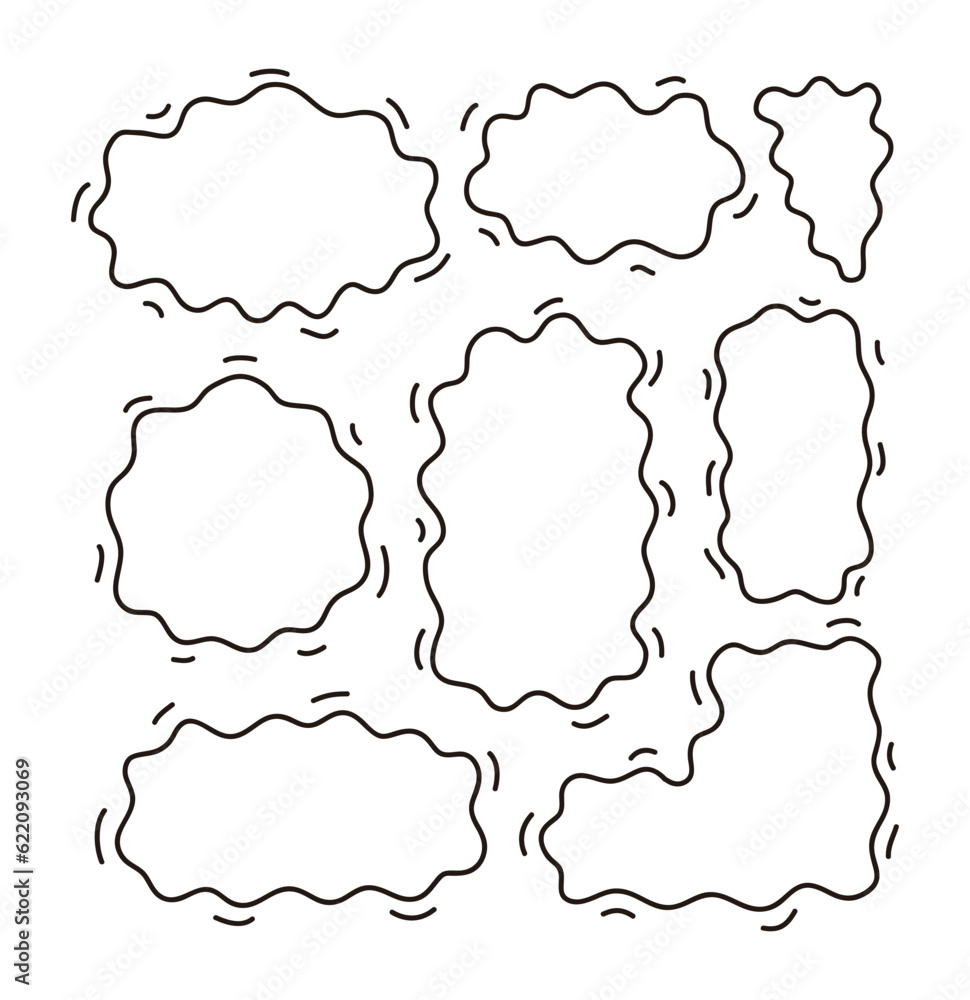 Hand drawn doodle style wavy speech bubble illustration. A simple speech bubble frame drawn only with lines. Hand drawn doodle style wavy speech bubble illustration. A simple speech bubble frame drawn only with lines.