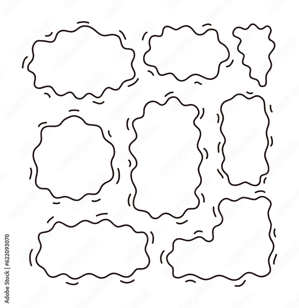 Hand drawn doodle style wavy speech bubble illustration. A simple speech bubble frame drawn only with lines. Hand drawn doodle style wavy speech bubble illustration. A simple speech bubble frame drawn only with lines.