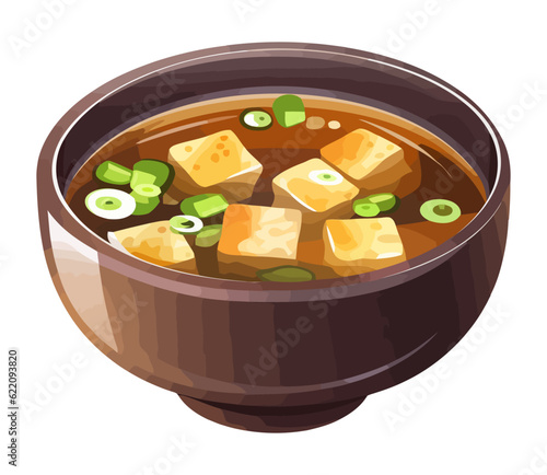 Healthy vegetarian meal tofu soup with vegetables