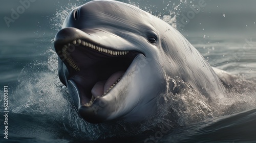 Smiling dolphin. Generative AI