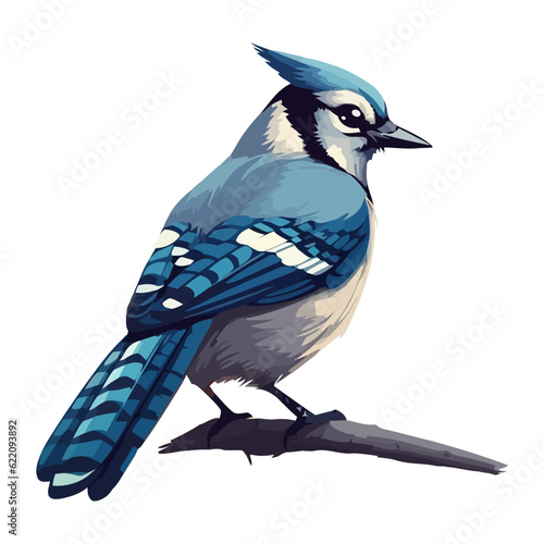 cartoon small blue jay bird icon flat © djvstock