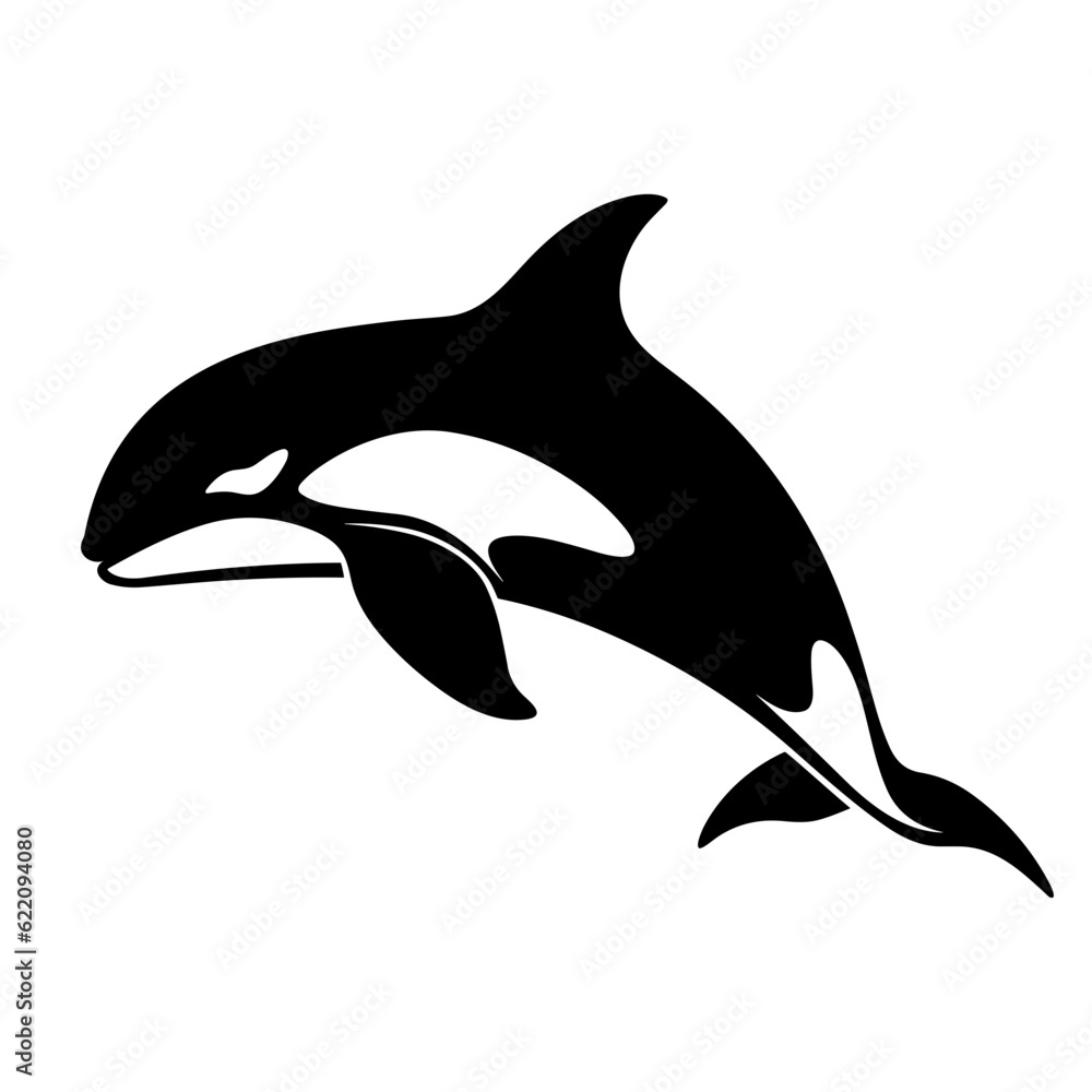 Naklejka premium Orca killer whale black silhouette logo svg vector