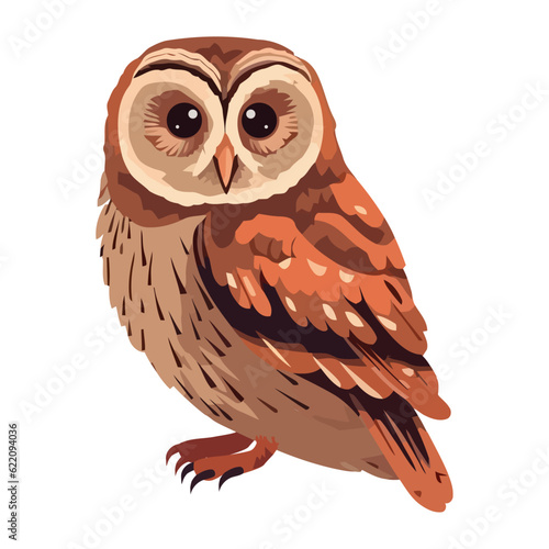 Cute cartoon eagle owl with sharp beak