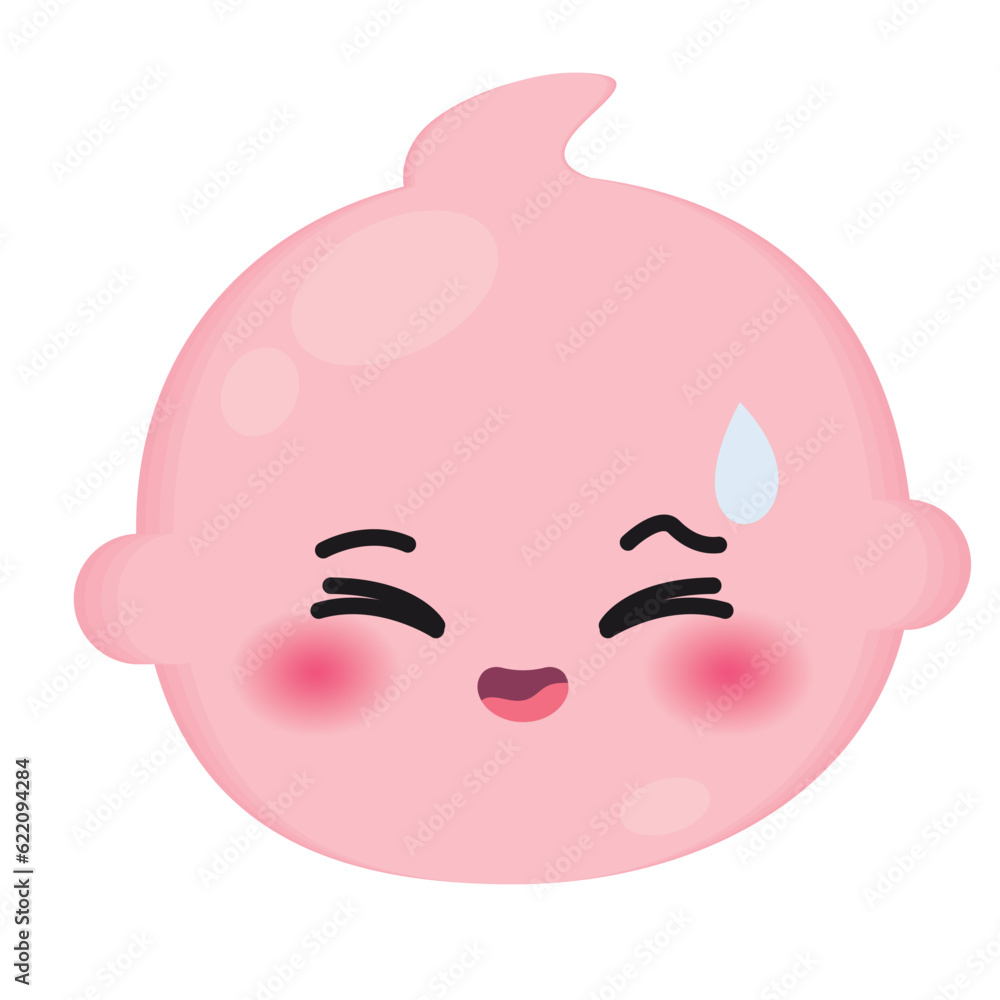 Isolated colored cute nervous smile baby emoji icon Vector Isolated colored cute nervous smile baby emoji icon Vector