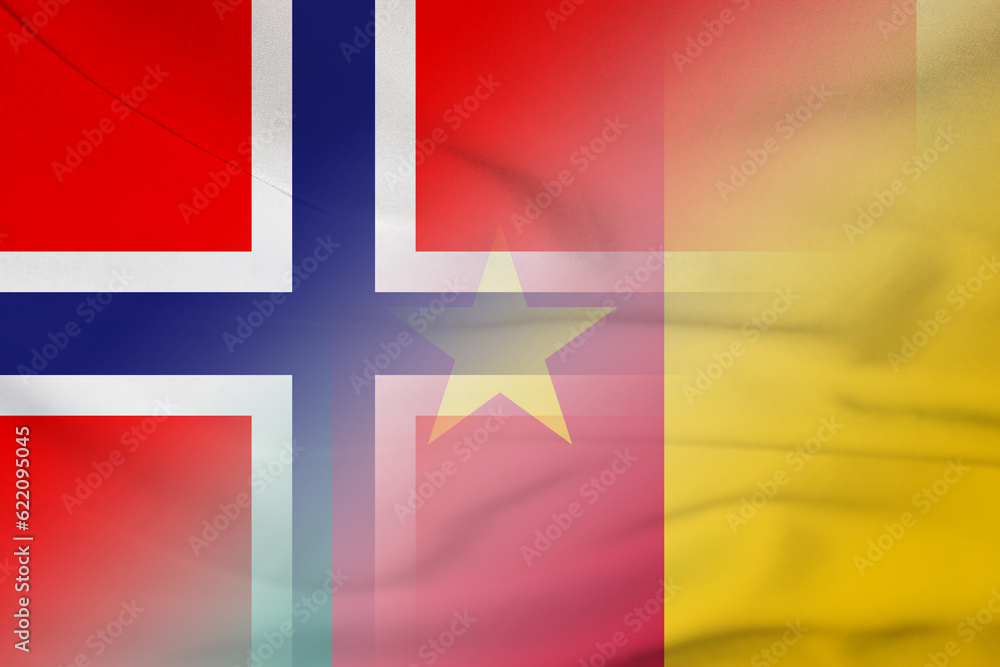 Fototapeta premium Norway and Cameroon government flag international contract KHM NOR