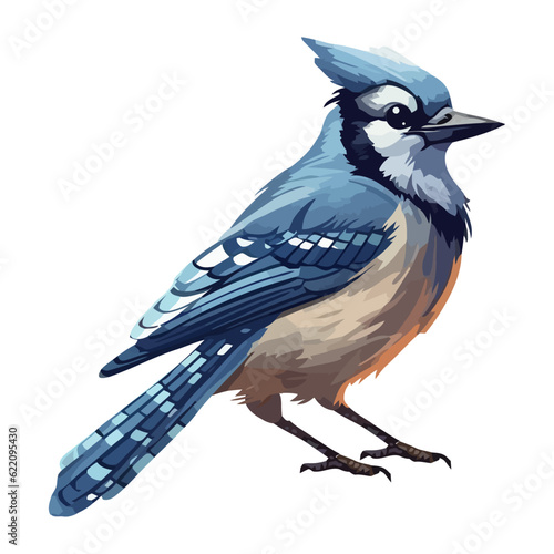 Fototapeta Cute blue jay bird animal icon