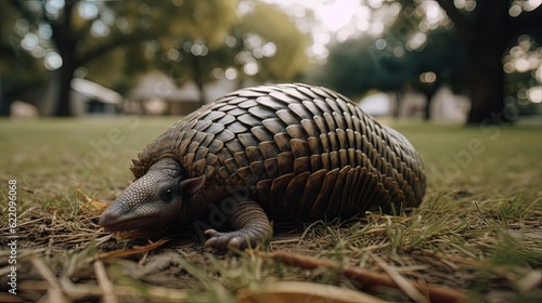 Armadillo in nature. Close-up. Generative AI