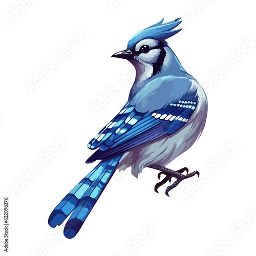 Cute Small blue jay on white background