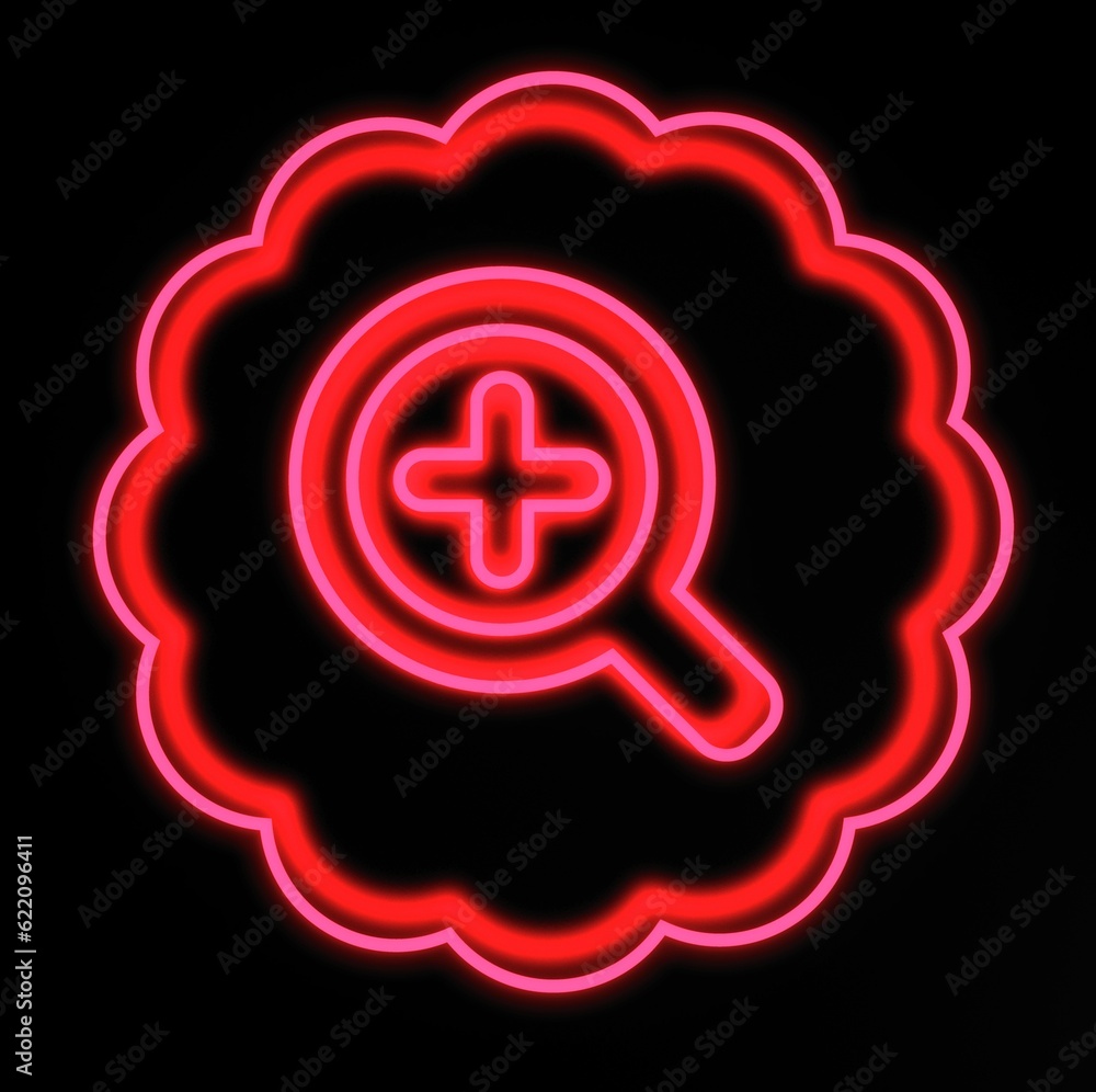 3d render neon zoom icon isolated on black background 3d render neon zoom icon isolated on black background