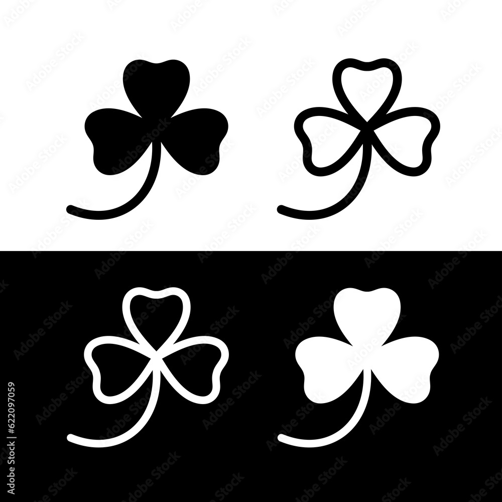Three leaf clover icon. Symbol of Ireland and good luck. Attribute of the Irish Leprechaun. Three leaf clover icon. Symbol of Ireland and good luck. Attribute of the Irish Leprechaun.
