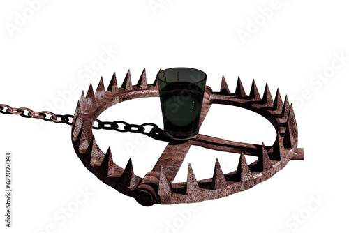 3d illustration of a bear trap isolated on white background