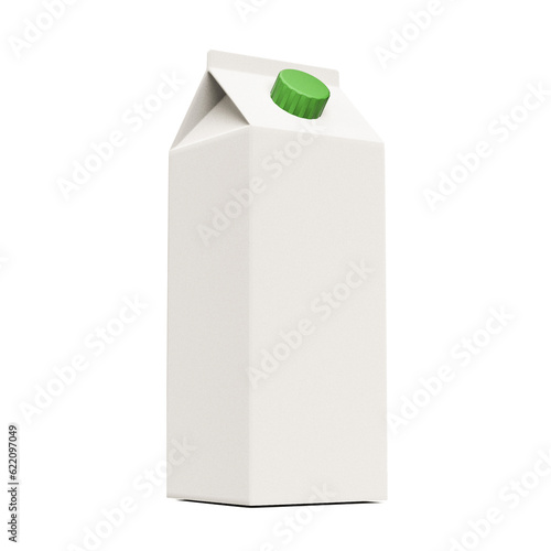 3d illustration of a blank milk container isolated on white background