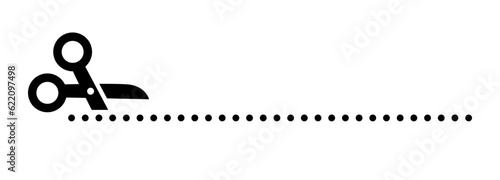 Scissors, trim dot line icon, instruction. Cut here symbol.