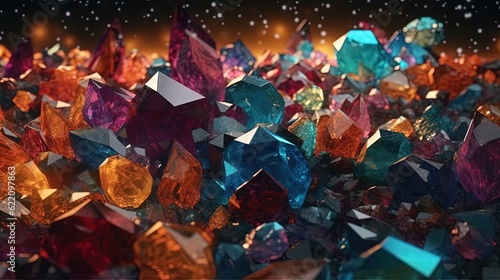 Colorful gems. Crystals. Generative AI