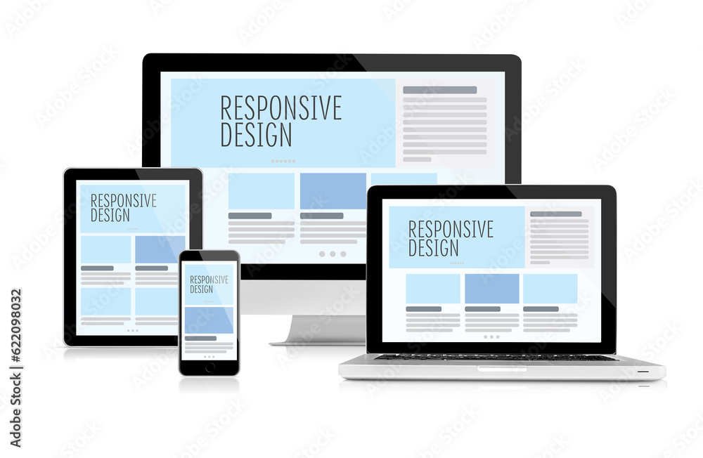 Responsive design on devices isolated on white Responsive design on devices isolated on white