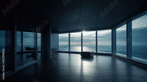 Dark modern room. Generative AI © Soulmate