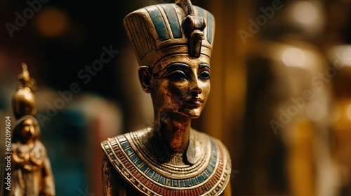 Egyptian Pharaoh figurine. Close-up. Generative AI