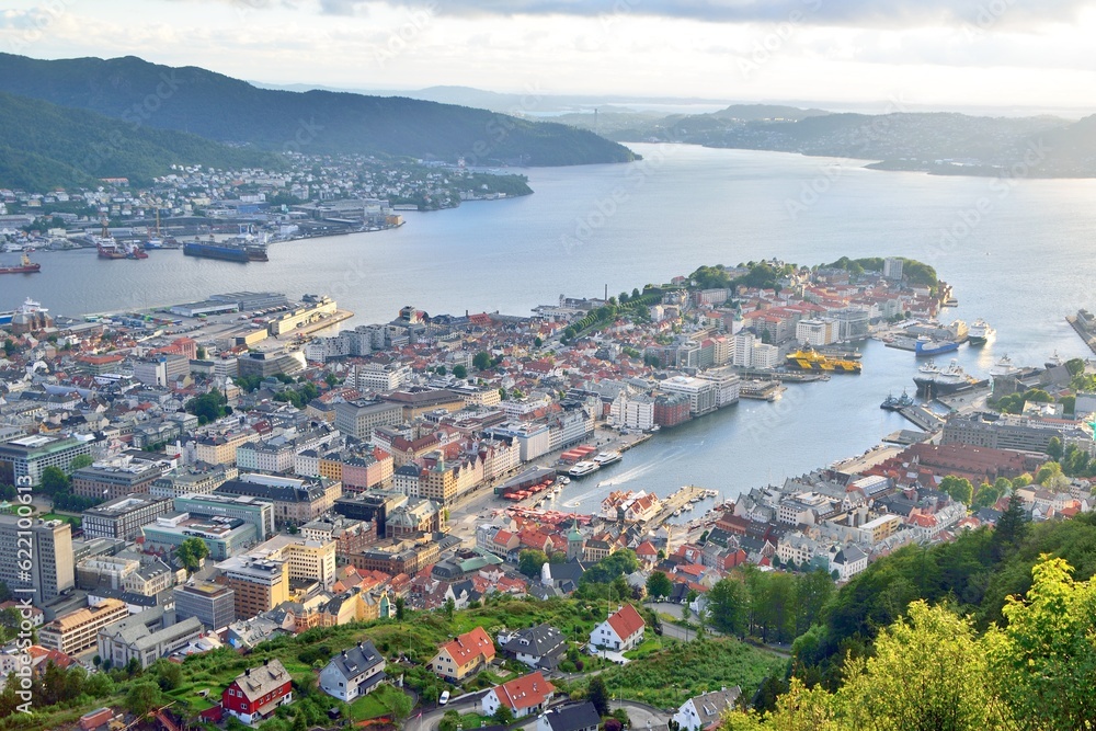 Bergen view from the top of Floyen mountain.
