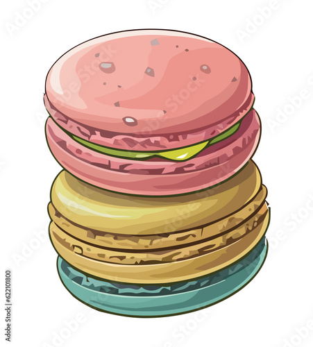 French macaroons on a white wallpaper